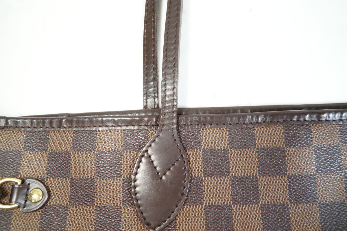 [Rank AB] Louis Vuitton Damier Ebene Neverfull MM Tote Bag Brown Canvas N51105