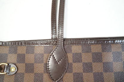 [Rank AB] Louis Vuitton Damier Ebene Neverfull MM Tote Bag Brown Canvas N51105