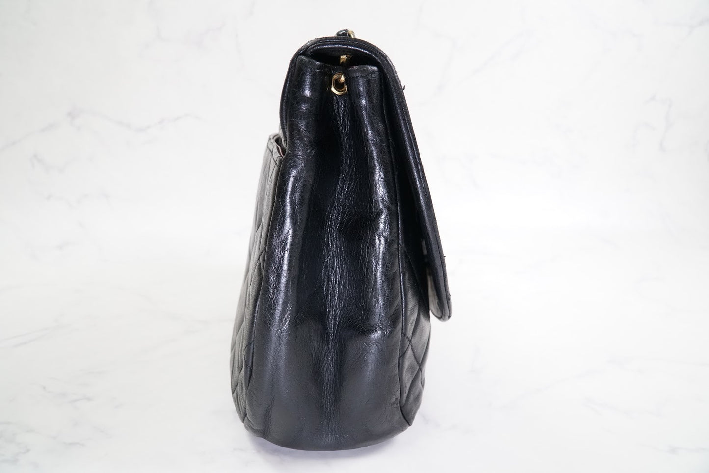 CHANEL Matelasse Half Moon Chain Shoulder Bag Lambskin Black GHW Vintage