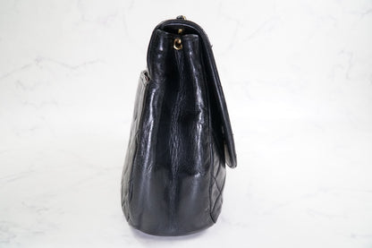 CHANEL Matelasse Half Moon Chain Shoulder Bag Lambskin Black GHW Vintage