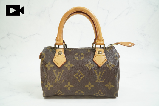 [AB] LOUIS VUITTON Monogram Mini Speedy Handbag M41534 Canvas Brown Vintage Auth