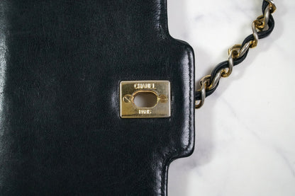 [Rank AB] CHANEL Vintage Diana 25 Matelasse Lambskin Chain Shoulder Bag Black