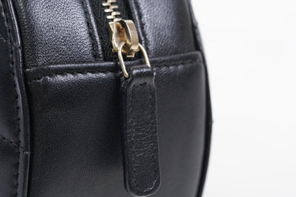 [EXCELLENT] CHANEL Matelasse Round Icon Charm Chain Shoulder Bag Leather Black