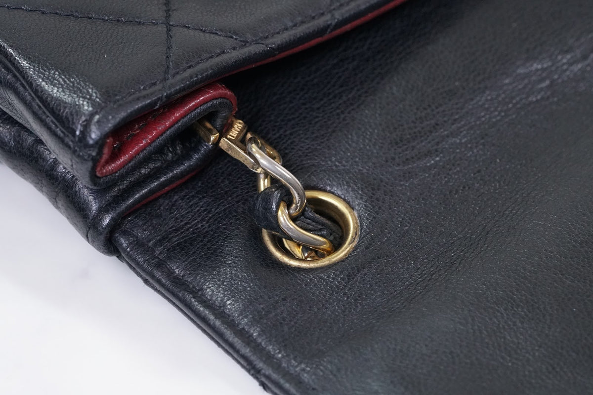 CHANEL Matelasse Half Moon Chain Shoulder Bag Lambskin Black GHW Vintage