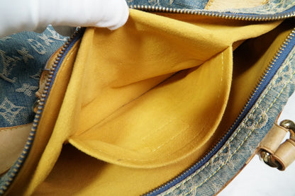 [Good] Louis Vuitton Monogram Denim Neo Speedy Handbag Blue M95019 Vintage JAPAN