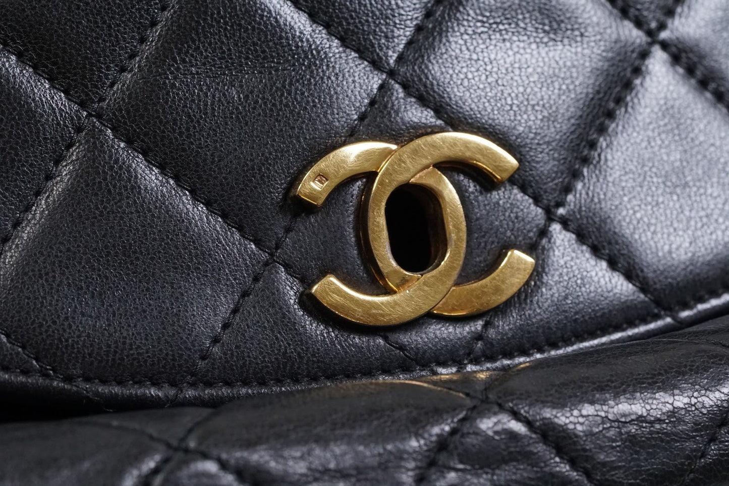CHANEL Matelasse Half Moon Chain Shoulder Bag Lambskin Black GHW Vintage