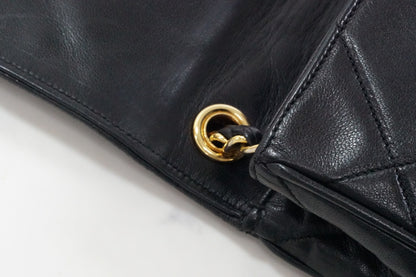 [AB] CHANEL Vintage Matelasse CC Logo Chain Shoulder Bag Lambskin Black Auth