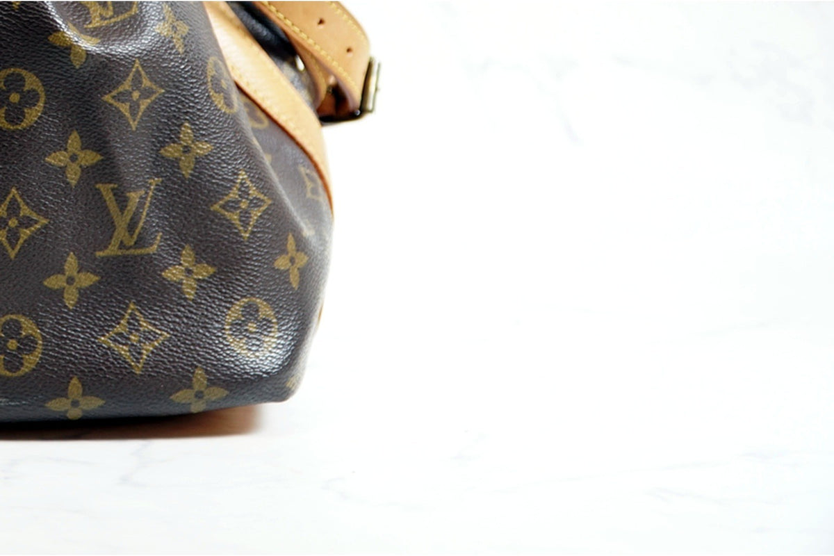 [Good] LOUIS VUITTON Monogram Petit Noe Shoulder Bucket Bag Leather Brown AR0921