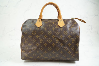 [AB] Louis Vuitton Speedy 30 Monogram Canvas Handbag Brown Purse M41108 Auth