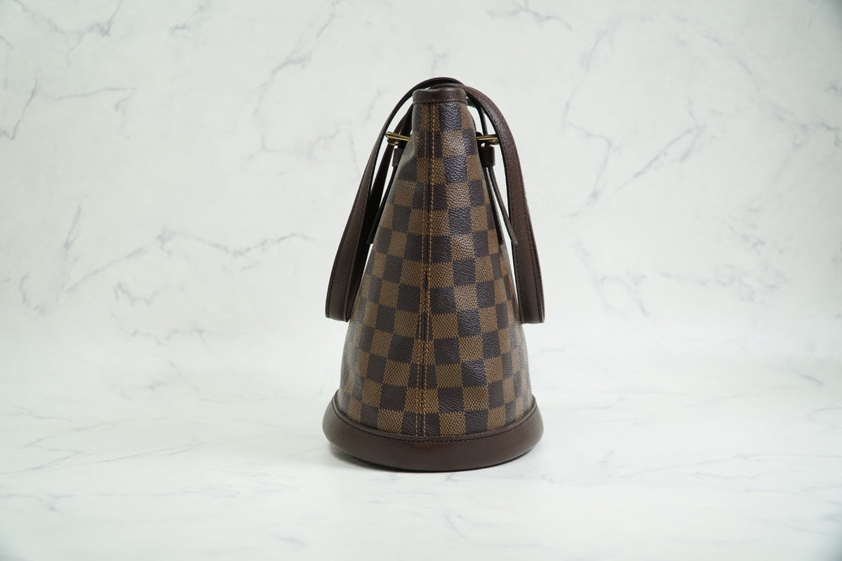 [Rank AB] Louis Vuitton Damier Ebene Marais PM N42240 Bucket Tote Bag Vintage