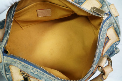 [Good] Louis Vuitton Monogram Denim Neo Speedy Handbag Blue M95019 Vintage JAPAN