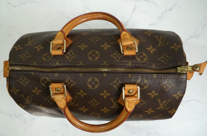 [Rank AB] Louis Vuitton Monogram Speedy 30 Handbag Boston Bag M41108 Authentic