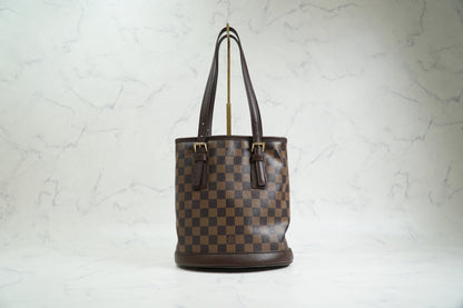 [Rank AB] Louis Vuitton Damier Ebene Marais PM N42240 Bucket Tote Bag Vintage