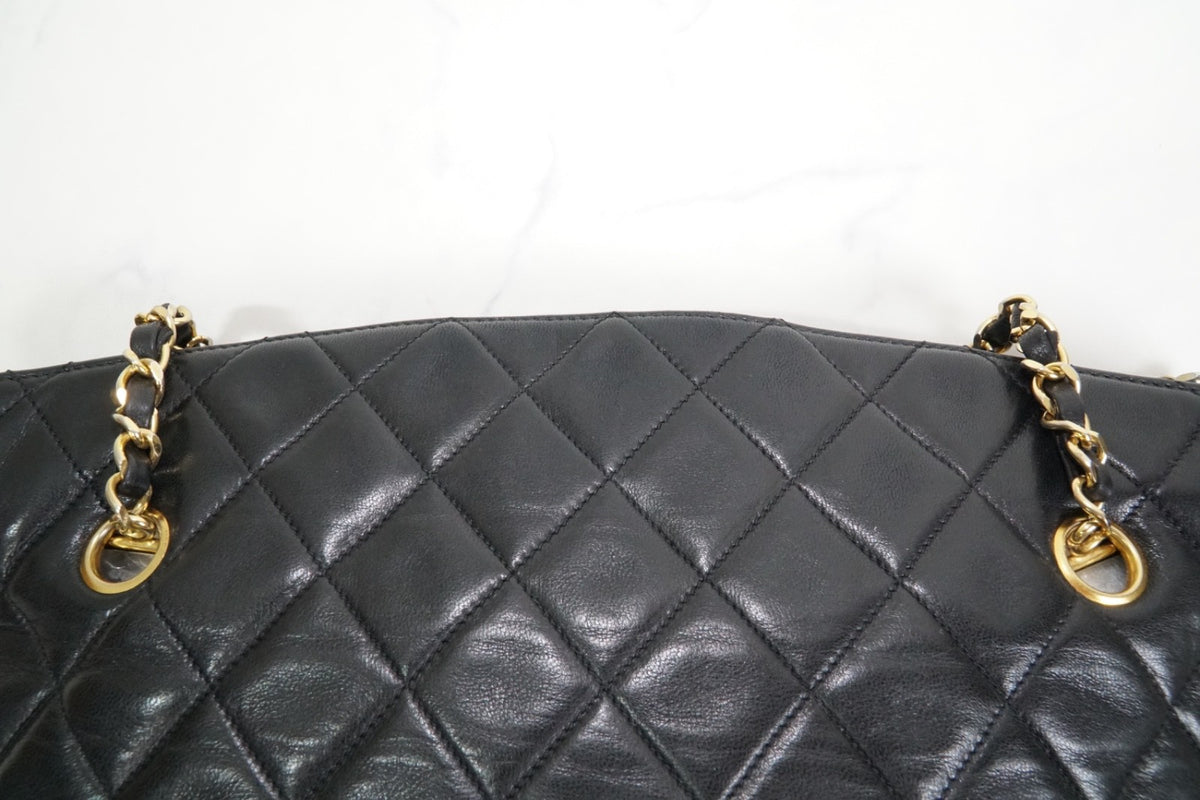 Chanel Matelasse Chain Shoulder Bag Fan Shape Black Leather GHW Vintage 1-Series