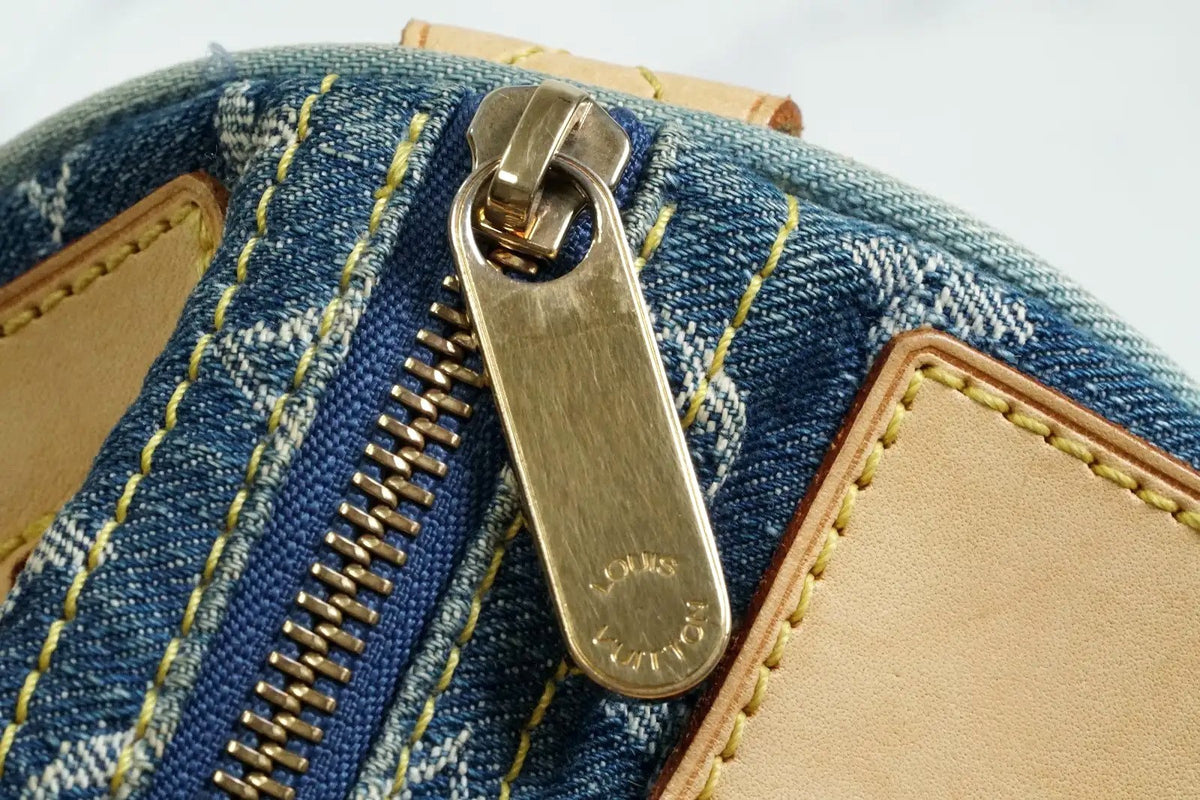 [Rank AB w/ Box ] Louis Vuitton Monogram Denim Neo Speedy Blue Handbag M95019