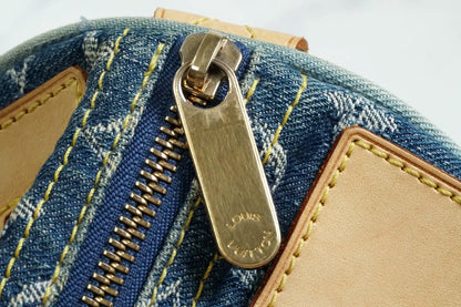 [Rank AB w/ Box ] Louis Vuitton Monogram Denim Neo Speedy Blue Handbag M95019
