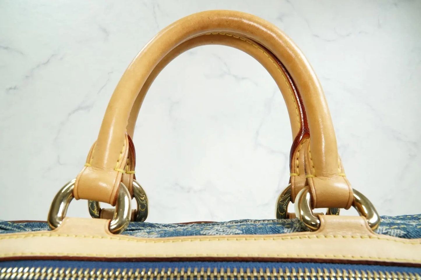 [Rank AB w/ Box ] Louis Vuitton Monogram Denim Neo Speedy Blue Handbag M95019