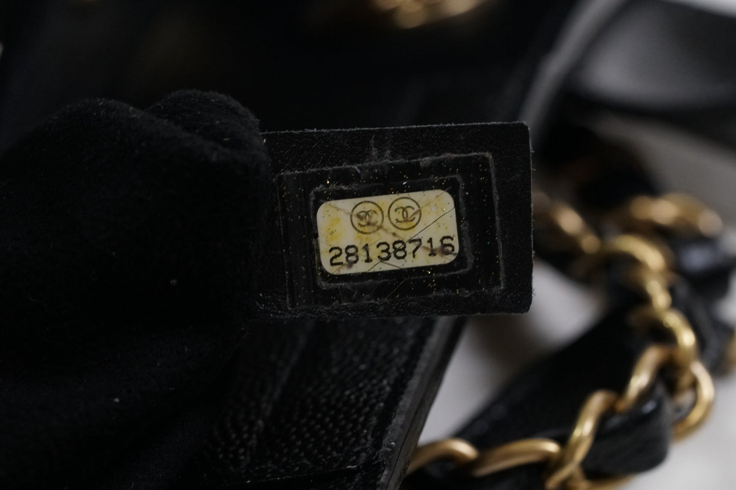 [VERY GOOD] CHANEL Deauville 2way Leather Tote Bag Caviar Skin Black Gold Auth