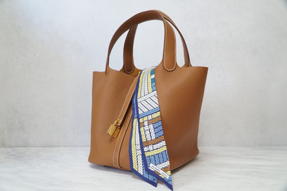 [Excellent] Hermes Twilly Tresses H Silk Blue Ribbon Scarf w/ Box From JAPAN