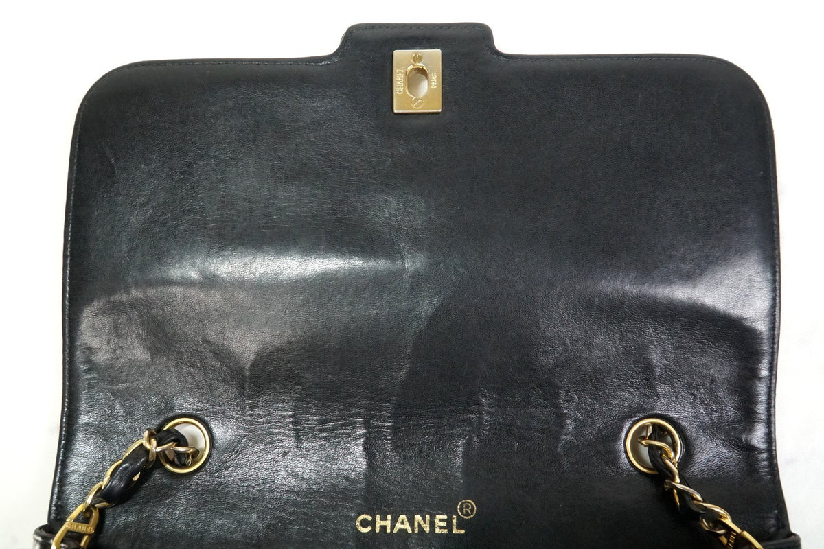 [Rank AB] CHANEL Vintage Diana 25 Matelasse Lambskin Chain Shoulder Bag Black
