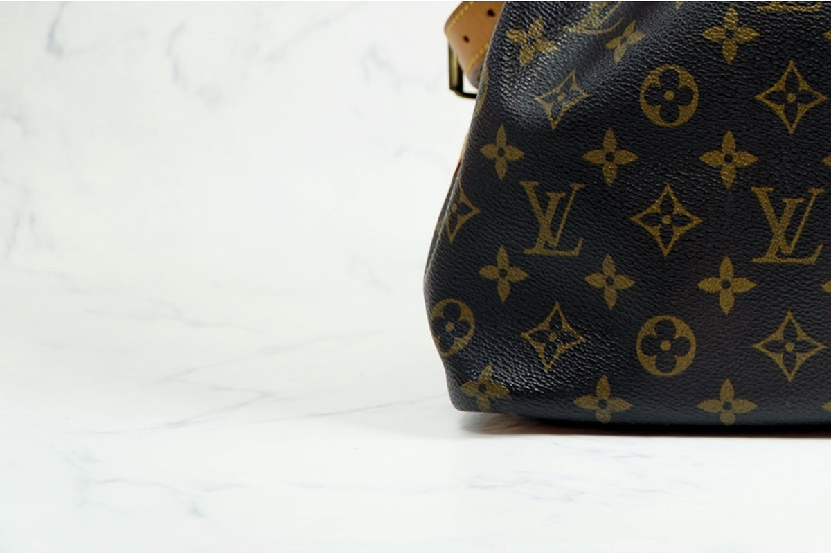 [Good] LOUIS VUITTON Monogram Petit Noe Shoulder Bucket Bag Leather Brown AR0921