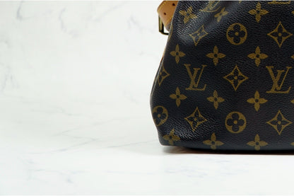 [Good] LOUIS VUITTON Monogram Petit Noe Shoulder Bucket Bag Leather Brown AR0921