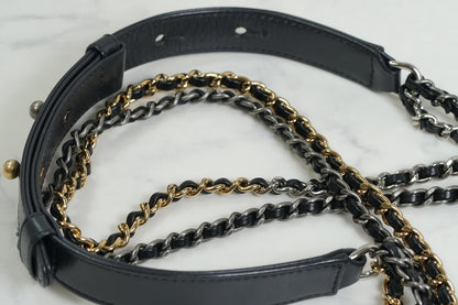[EXCELLENT] CHANEL Gabrielle Small Hobo Chain Shoulder Bag Aged Calfskin Navy