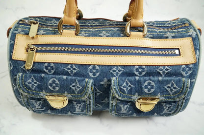 [Rank AB w/ Box ] Louis Vuitton Monogram Denim Neo Speedy Blue Handbag M95019