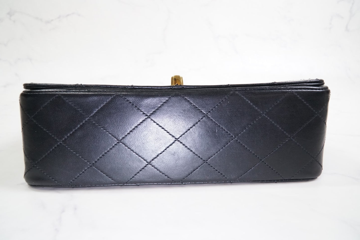 CHANEL Matelasse Full Flap W Chain Shoulder Bag Lambskin Black GHW Vintage Auth