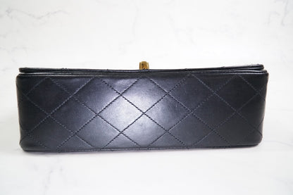 CHANEL Matelasse Full Flap W Chain Shoulder Bag Lambskin Black GHW Vintage Auth