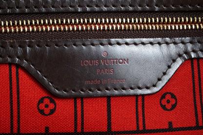 [Rank AB] Louis Vuitton Damier Ebene Neverfull MM Tote Bag Brown Canvas N51105