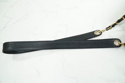 CHANEL Triple Coco Caviar Skin Drawstring Chain Shoulder Bag Black Gold Vintage