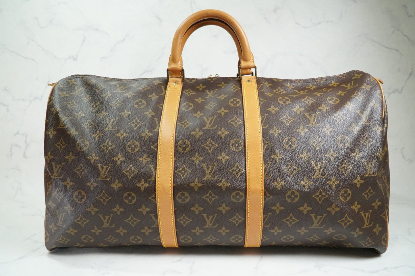 [AB] LOUIS VUITTON Monogram Keepall 55 Boston Bag M41424 Travel Duffle Leather