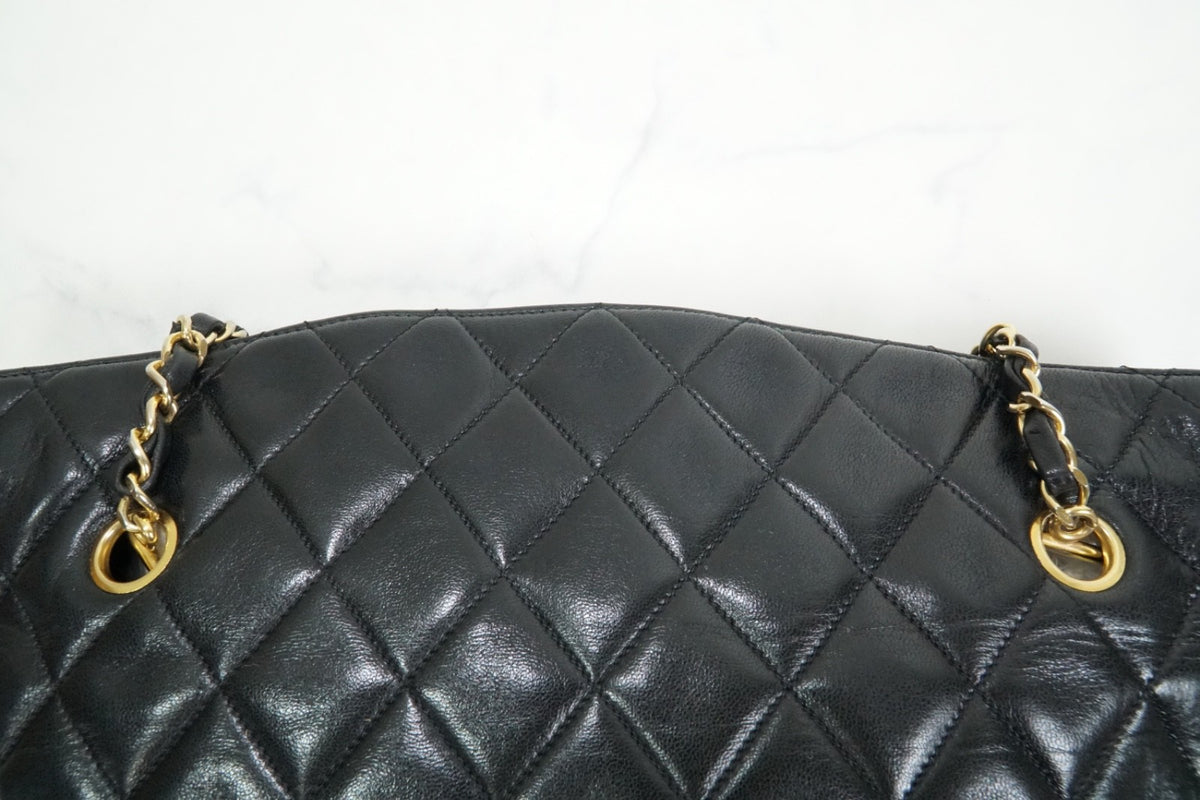 Chanel Matelasse Chain Shoulder Bag Fan Shape Black Leather GHW Vintage 1-Series