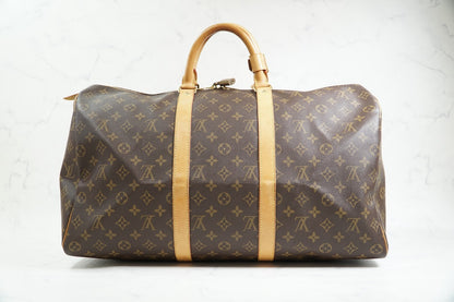 [Rank AB] Louis Vuitton Monogram Keepall 50 M41426 Boston Bag Travel Luggage