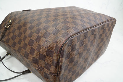 Louis Vuitton Neverfull MM Damier Ebene Tote Bag Brown Canvas Leather France