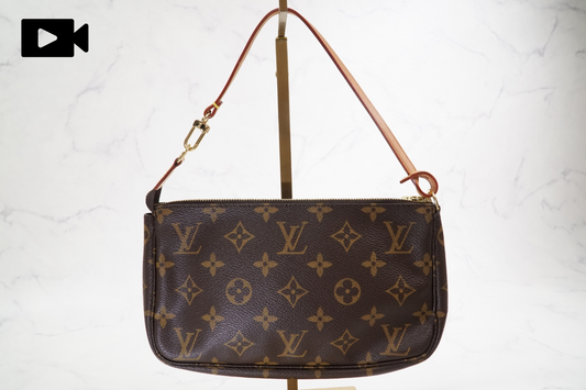 [EXCELLENT] LOUIS VUITTON Monogram Pochette Accessoires Hand Bag Brown M51980