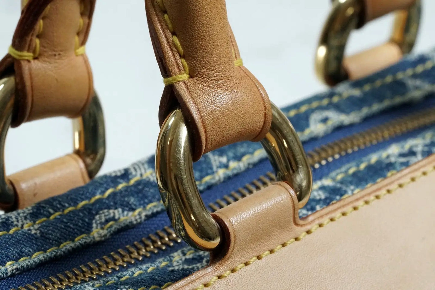 [Rank AB w/ Box ] Louis Vuitton Monogram Denim Neo Speedy Blue Handbag M95019