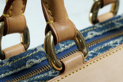 [Rank AB w/ Box ] Louis Vuitton Monogram Denim Neo Speedy Blue Handbag M95019