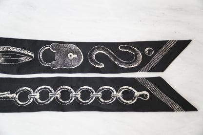 [Rank SA] Hermes Twilly Brides et Gris-Gris Silk Scarf Black With Box From JAPAN