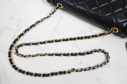 [Rank AB] CHANEL Matelasse Fringe Chain Shoulder Bag Black Leather Gold 1148788