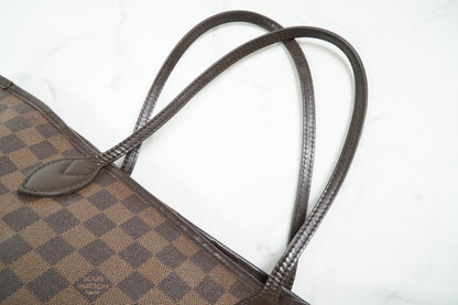 Louis Vuitton Neverfull MM Damier Ebene Tote Bag Brown Canvas Leather France
