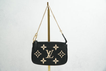 [Very Good] Louis Vuitton Empreinte Mini Pochette Accessoires Black Beige M80732
