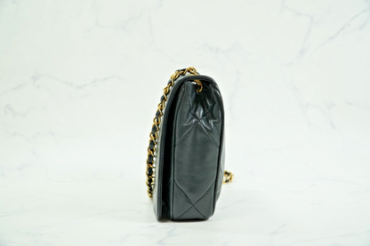 [AB] CHANEL Vintage Matelasse CC Logo Chain Shoulder Bag Lambskin Black Auth