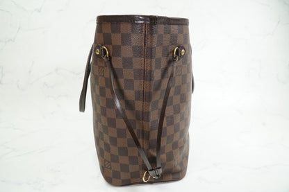 Louis Vuitton Neverfull MM Damier Ebene Tote Bag Brown Canvas Leather France