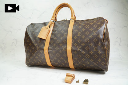 [AB Rank] Louis Vuitton Keepall 50 Monogram Canvas Travel Duffle Bag Vintage