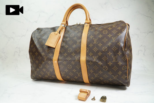 [AB Rank] Louis Vuitton Keepall 50 Monogram Canvas Travel Duffle Bag Vintage
