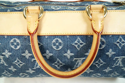 [Rank AB w/ Box ] Louis Vuitton Monogram Denim Neo Speedy Blue Handbag M95019