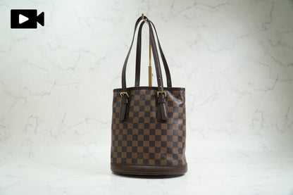 [Rank AB] Louis Vuitton Damier Ebene Marais PM N42240 Bucket Tote Bag Vintage