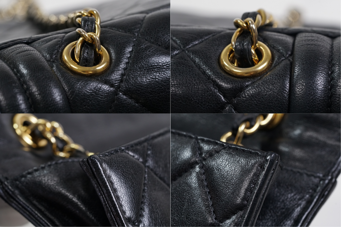 [Rank AB] CHANEL Matelasse Fringe Chain Shoulder Bag Black Leather Gold 1148788